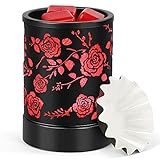 ROVO 7 Color Changed Light Wax Warmer, Candle Wax Burner， Fragrance Warmer， Night Light with Metal Rose Pattern, Idea for Home Office Décor Gifts for Holiday