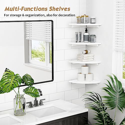 Forbena FBCS23-001 White Corner Floating Shelves For Wall Set Of 4, Rounded Corner Shelves Wall Mounted For Kids Bedroom Books, Cute Wood Hanging Corner Shelf For Bathroom Decor thumb #2