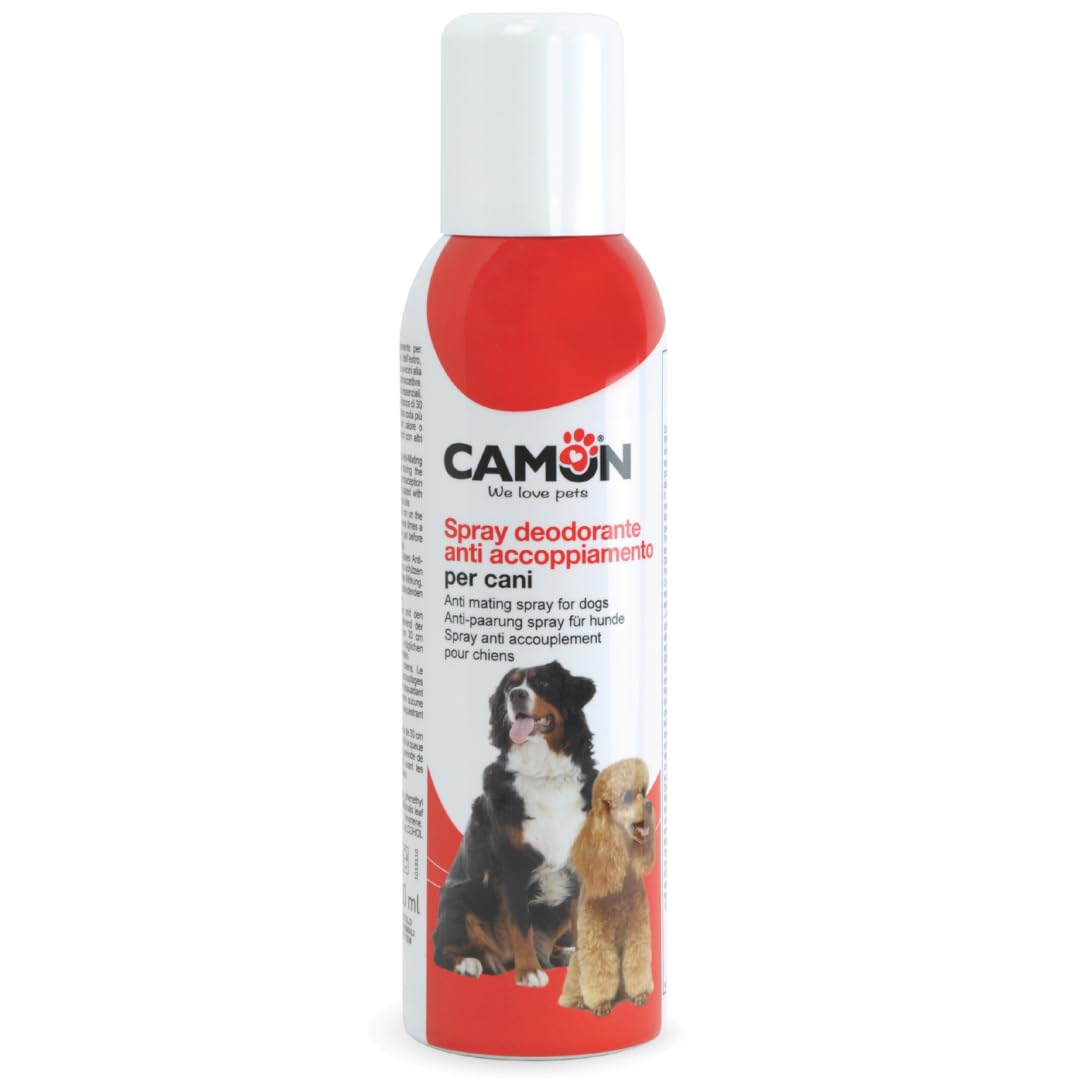 CAMON | Spray Deodorante Anti Accoppiamento dei Cani, Formato da 200ml, Riduce Attrazione Maschile, Ideale per i Periodi di Calore, con Oli Essenziali (L'imballaggio può variare)