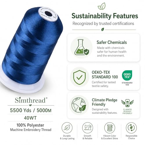 Image of Simthread 5000M 40WT Polyester Embroidery Thread, S067 | 5000M 40WT polyester thread feeds smoothly for machine embroidery, monograms, logos, patches and quilting.