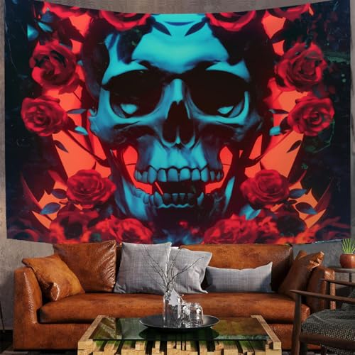 Tapiz de calavera psicodélica ideal para decoración en fiestas de Halloween