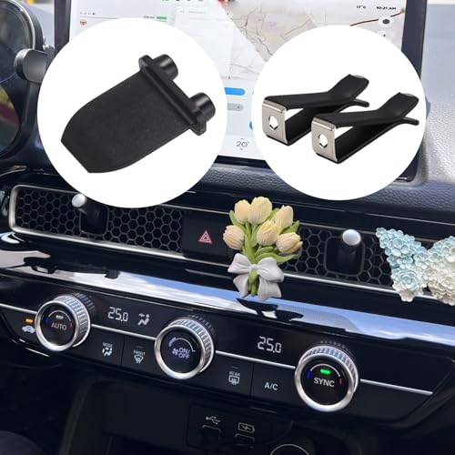 moonateen 20 Pieces Square Head Car Vent Clips + 6 Adapters for 11th Gen Honda Civic - Custom Fit Car Air Fresheners for Honeycomb Vents, 9mm Black - Car Dashboard Decorations, Car Charm Ornaments