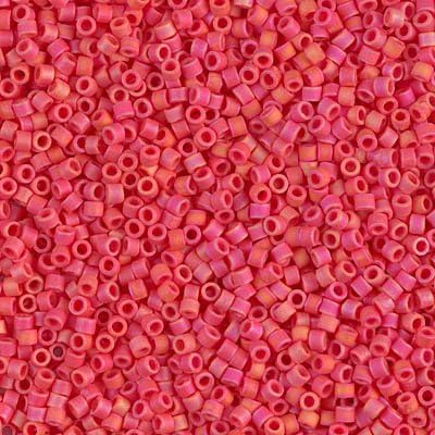 Miyuki Delica Cylinder/Seed Beads DB0873/DB873 Opaque Vermillion Matte AB 11/0 7.2 Grams