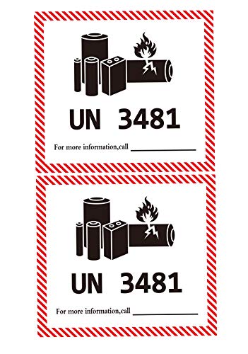 UN 3481 Lithium Battery Labels 4.72 x 4.33 inch Lithium Ion Battery Transport Caution Warning Labels  200 Adhesive Stickers  - Thumbnail 4