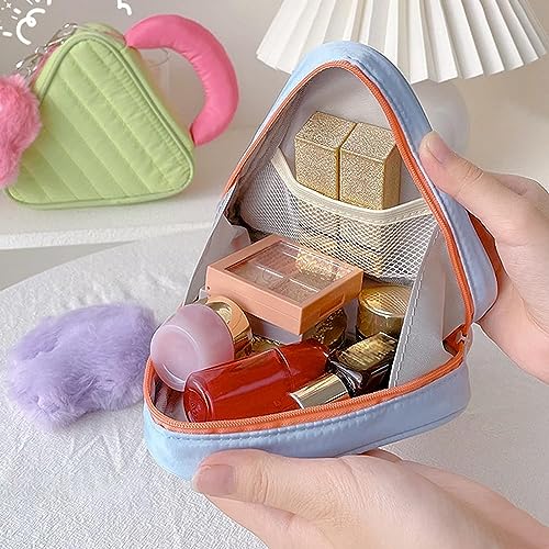 Image of House of Quirk Makeup Organizer Travel Cosmetics Toiletry Bag Macaroon-Colored with Handle (Grey)