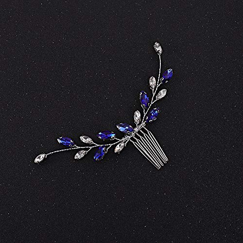 Fxmimior Simple Dainty Blue Crystal Rhinestone Hair Comb Hair Accessories With Rhinestone Bridal Silver Side Combs For Women And Girls #TOP2