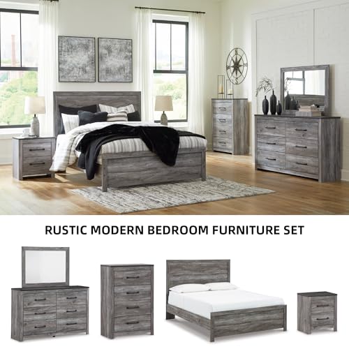 Signature Design by Ashley Bronyan Rustic 2 Drawer Nightstand, 2-Tone Look, Light Gray and Dark Gray, Large Scale Handles, Fully Finished Drawer Interiors, 24.72" Tall, Gray - image 5