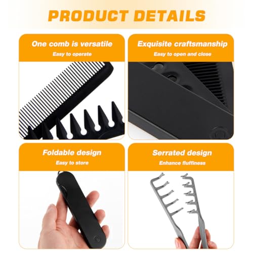 Image of MAYCREATE Texture Comb, Voluminous Wide Toothed hair comb Travel folding design Wide fine-toothed dual-purpose set for Women Men fluffy texture