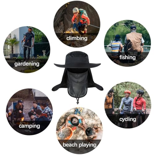 Image of GUSTAVE Mens Sun Hat Wide Brim Summer Sun Cap UV Protection Fishsing Hat Foldable Bucket Hat Outdoor