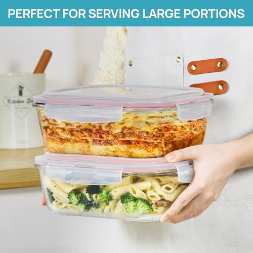Image of Vtopmart 2Pack 2260ml /76.4oz Extra Large Glass Storage Containers, Pink