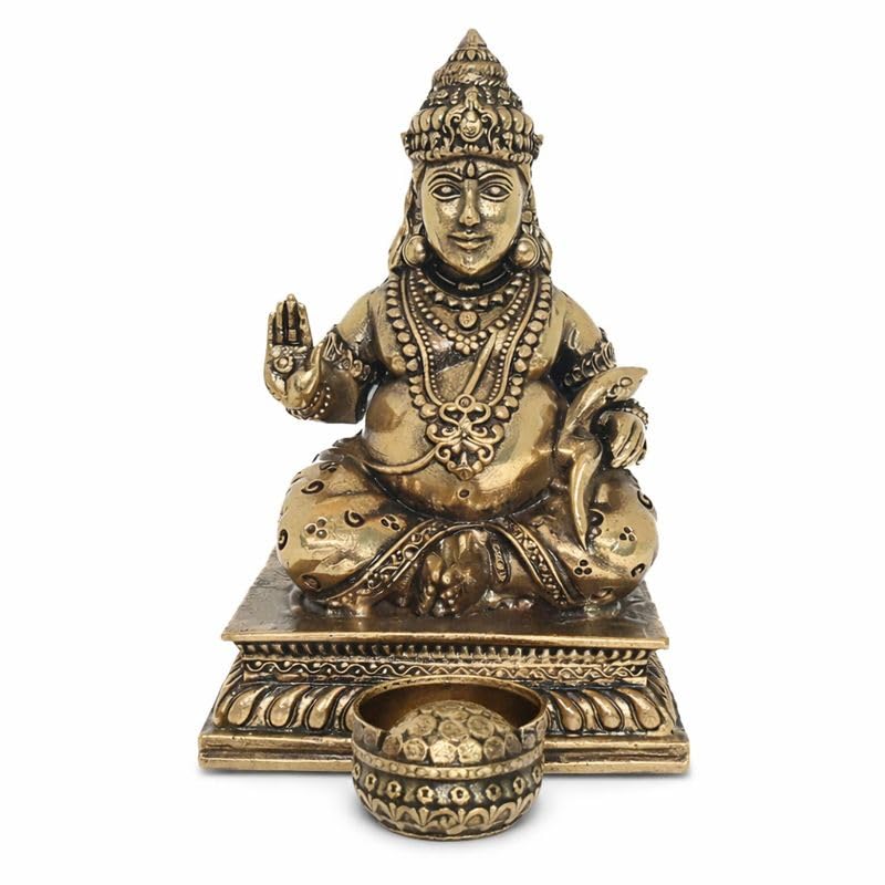 Estatua de bronce Kuber 3 pulgadas centro Kalash miniatura 6