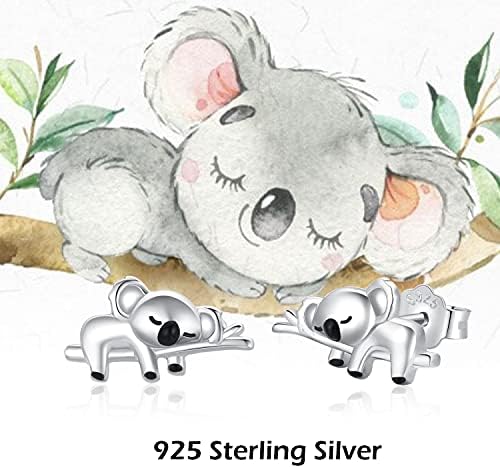 Koala Earrings 925 Sterling Silver Cute Animal Stud Earrings Hypoallergenic Koala Bear Earrings Jewellery Koala Gifts for Women Girls Girlfriend