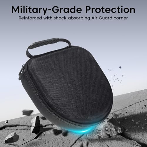 Image of Sounce Premium Hard Travel Case for AirPods Max, Audeze, Bowers & Wilkins PX Series Over-Ear Headphones | Shockproof, Dust-Resistant, Weather-Proof Carrying Pouch with Zipper Closure - Black
