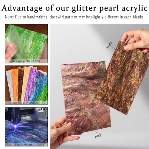 Image of Pearl Glitter Cast Acrylic Sheet 1 /8 Inch for Laser Cutting 12x8 Inch Sparkly Water Stream Pattern Acrylic for Laser Engraving, Crafts, DIY Projects (1, Bronze, 12x8 Inch)
