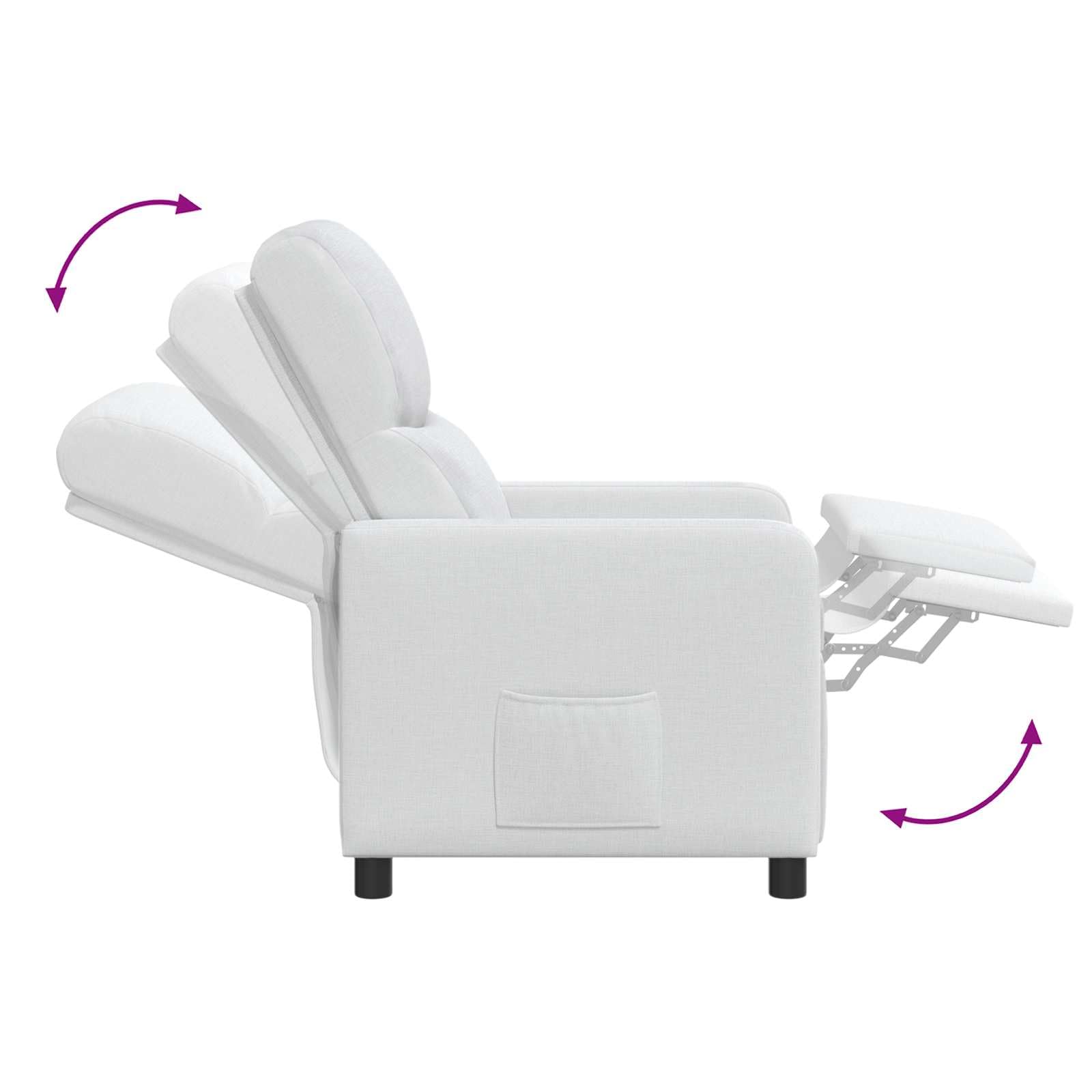 Poltrona Reclinabile Bianca con Massaggio, Telecomando, Tessuto 66x95x100