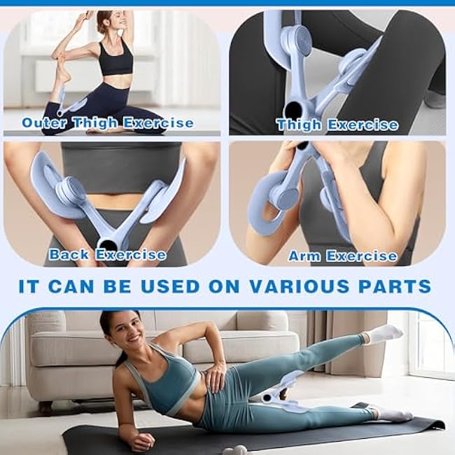 Inner Thigh Exerciser for Women, Thigh Trainer Hip Trainer Kegel Exerciser Workout Equipment, Pelvic Floor Muscle Master with Resistance Band, Anti-Slip & 360¡ã Rotation Thigh Exercise for Home Gym