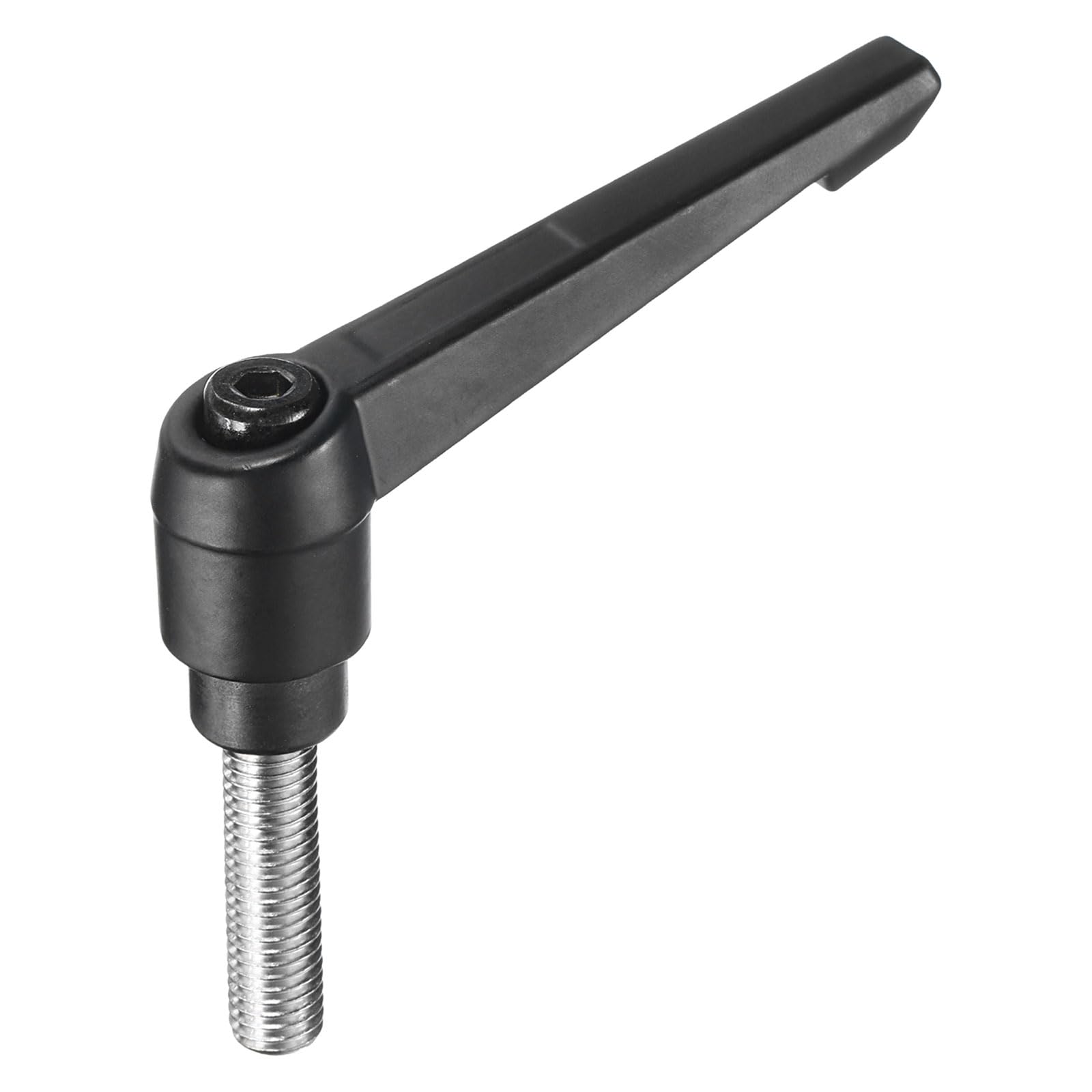 uxcell Adjustable Clamping Lever Handle M10 x 35mm Metric 304 Stainless Steel Male Threaded Stud Hand Knobs Push Button Ratchet Rotating Screw Handles Bolts with Locking Lever Black
