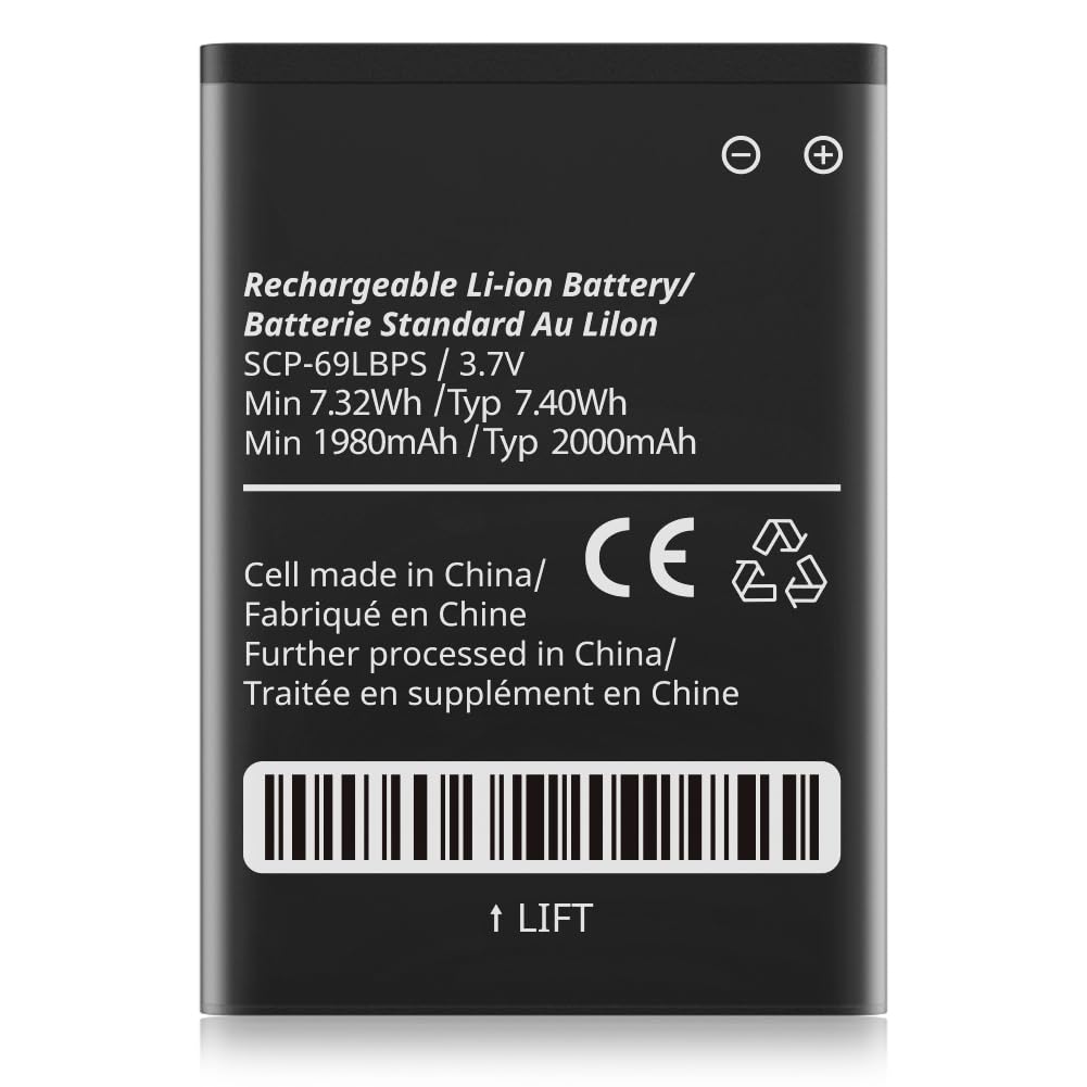 SCP-69LBPS SCP-63LBPS Battery, 2000mAh High Capacity Replacement Battery for Kyocera DuraXV LTE E4610 DuraXV E4520 DuraXA E4510 DuraXE E4710 SCP-69LBPS 3.7V/7.4Wh