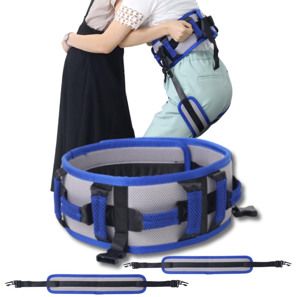 Japard Cinturón de ayuda al paciente para personas mayores con correas acolchadas para las piernas y asas acolchadas, cinturón de puerta para levantar personas mayores y pacientes, se adapta a cintura