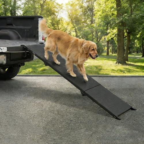 Niubya Hunderampe für Autos 180 cm x 47 5 cm Extra Lange klappbare Aluminium-Haustierrampe für große Hunde bis zu 113 kg tragbare wasserdichte Hunderampe für SUV LKW und hohe Ladeflächen