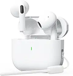 Fone de Ouvido Bluetooth Sem Fio 5.3, Bateria 24H, Modo de Fone Ouvido único e Dois Compatível iOS Android, 360 Estéreo Graves Potentes, Chipset de Redução para Músicas, Chamadas e Games, Branco