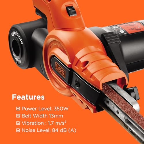 BLACK+DECKER 350W, 13mm File Sander with 3 Sanding Belts & Dust Collection System, KA900E-GB 4 BLACK+DECKER 350W, 13mm File Sander with 3 Sanding Belts & Dust Collection System, KA900E-GB - Image 4