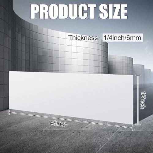Image of Threehoney 1 Pcs White HDPE Sheet 1 /4 inch Thick 12 x 48 Inch, HDPE Plastic Sheet High Density Polyethylene Board Flexible Solid Plastic Block for DIY Projects Crafts Machining Home