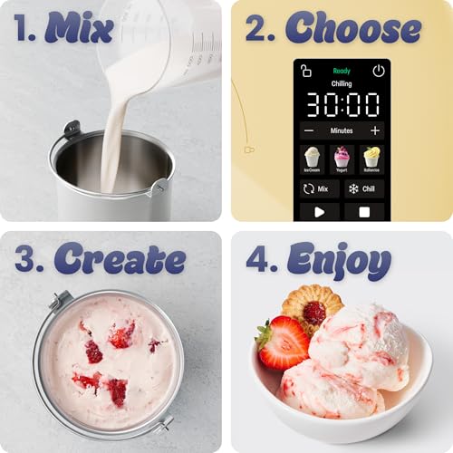 Iceman by Chefman Trio Ice Cream Maker | No Pre-Freezing with Built-In Compressor | for Ice Cream, Froyo, Sorbet, Sherbet, Italian Ice, Frozen Yogurt & More | (2) 20oz Containers & Lids - image 8
