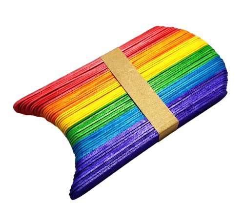 50PCS Wooden Tongue Sticks, Ice Cream Sticks Ice Cream Sticks for DIY Colorful Crafts, Strips Creativity and DIY Decoration, Kids Education - Image 3