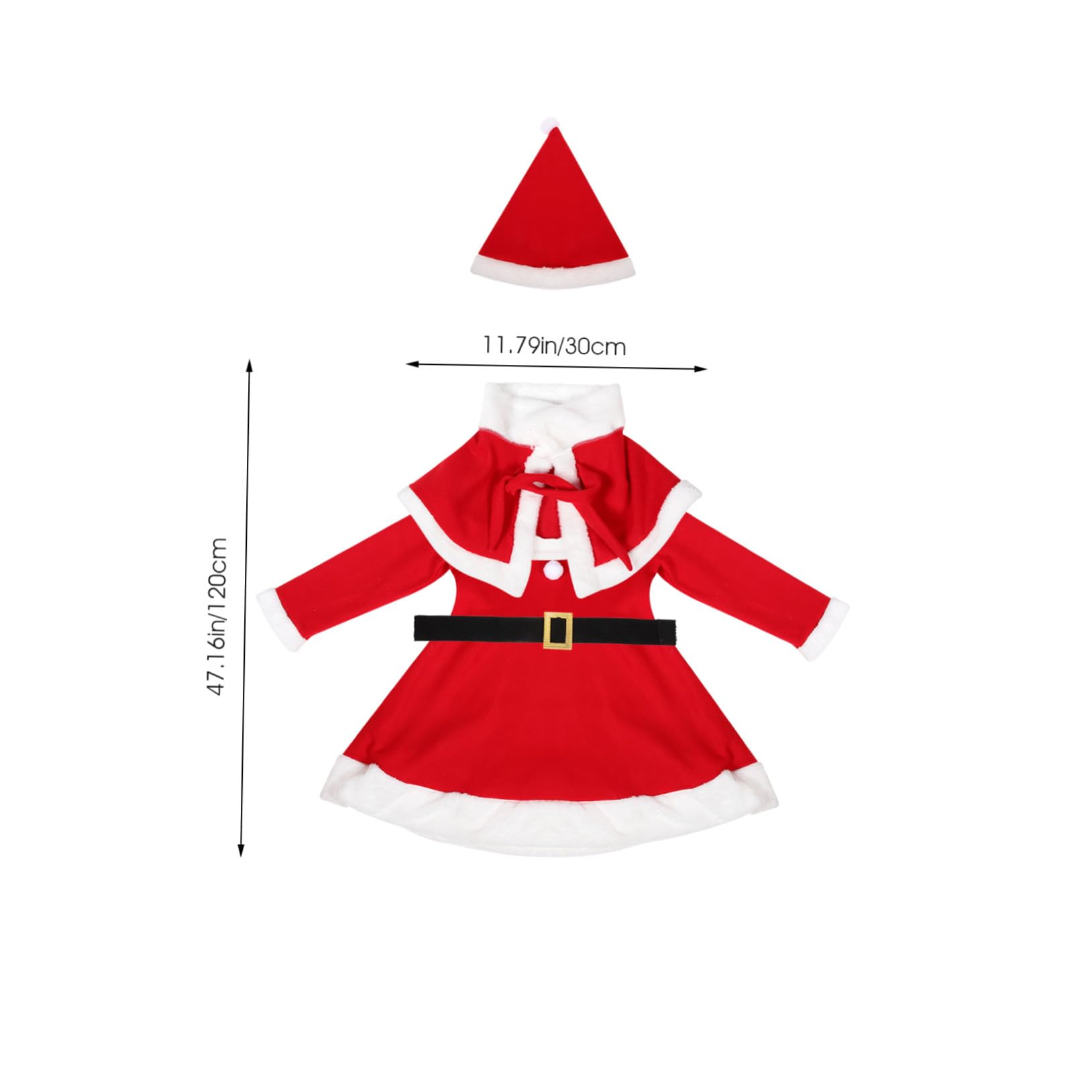 FRCOLOR Vestito Natale Lunga con Cappello e Sciarpa Costume per Feste Invernali Christmas Outfit per Ragazze