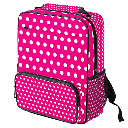 Sac à dos ordinateur portable avec motif pois rouge rose et bretelles confortables