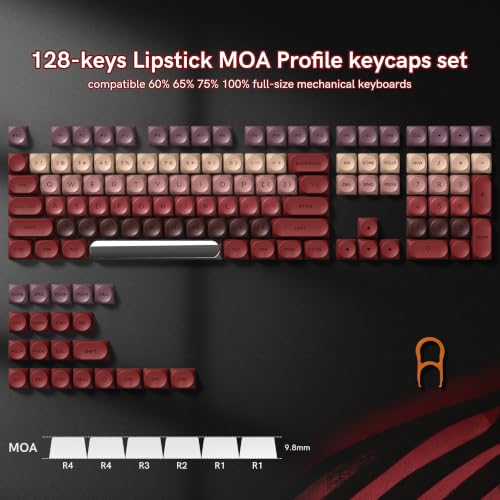 Image of dagaladoo Red Lipstick Keyboard keycaps, PBT keycaps Jelly | Dye Sublimation,128-keys Custom keycaps for 60% 65% 75% 100% MX switch Mechanical Keyboard