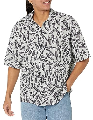BOSS Men's Poplin Print Short Sleeve Button Down Shirt