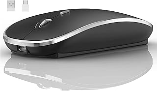 Wireless Mouse for Laptop, 2.4 GHz Cordless Mouse with USB/USB-C Dual Receiver for Computer, Rechargeable Portable Mouse Compatible with Apple MacBook Air/Pro,iPad,Mac,Chromebook,Tablet,PC (Black)