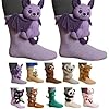 2025 New 3D Knit Animal Socks,Skid Warm Proof Cotton Socks, Novelty Floor Sock for Christmas,Cute Hand Crochet Knit Sock (Bat)