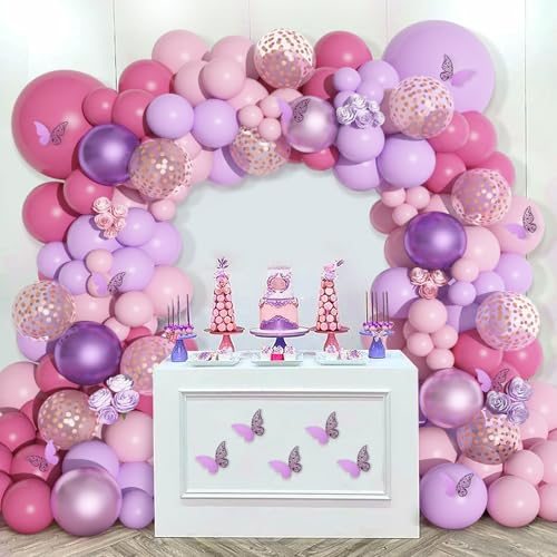 Amandir 153pcs Pink Balloon Garland Arch Kit, Different Sizes 18 12 10 5 inch Hot Pink Latex Metallic Confetti Pink Balloons for Birthday Princess Wedding Baby Shower Party Decorations - Image 8