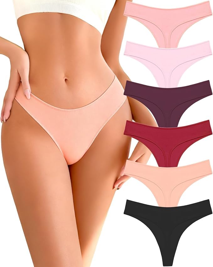 Image of READY TO LOVE Cotton Underwear Women 6 Pack Sexy Breathable Thongs Panties