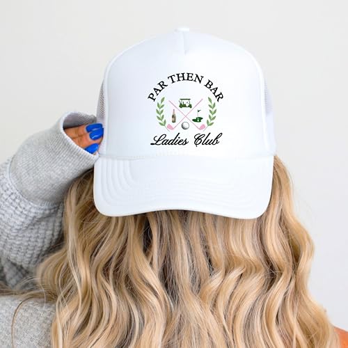 Image of Par Then Bar Ladies Club Funny Golfer Women's Classic 5 Panel Mesh Snap Back Trucker Hat