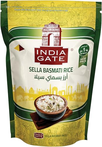 INDIA GATE Sella Basmati Rice, parboiled (aus Indien, feines Langkorn) aromatisch, Vorratspackung - 1er Pack (1 x 1 kg)