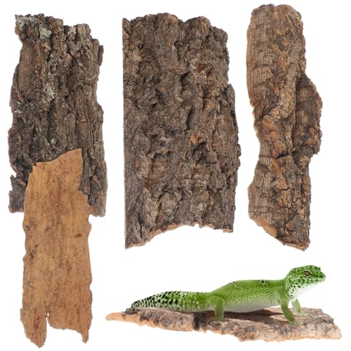 Angoily 4 Stück Korkrinde Baumrinde Kork Terrarium Korkstück Versteck Unterschlupf Kletterfläche für Reptilien Wie Gecko Bartagame und Schildkröten