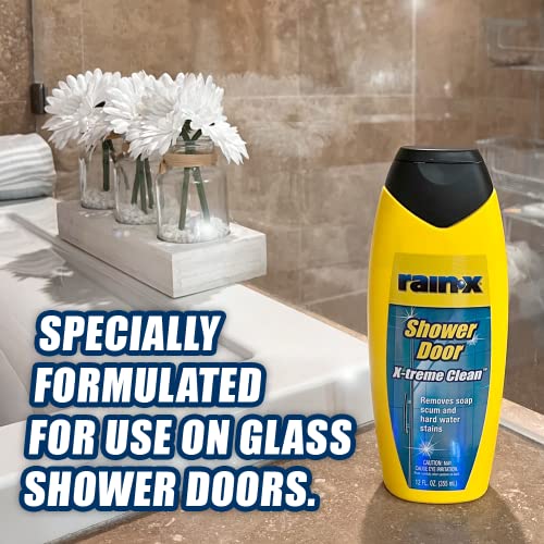 Rain-X 630035 X-Treme Clean Shower Door Cleaner, 12 Fl. Oz, Formulated To Clean Glass Shower Doors - Easy To Use, Removes Soap Scum, Dirt, Hard Water Build-Up, Calcium, Lime And Rust Stains #TOP5