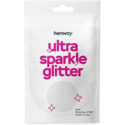 Hemway Premium Ultra Sparkle Glitter Multi Purpose Metallic Flake for Arts Crafts Nails Cosmetics Resin Festival Face - White Iridescent - Microfine (1/256" 0.004" 0.1mm) 10g / 0.35oz Sample