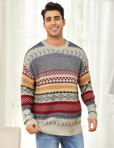 VDWIP Mens Knit Sweater Grandpa Vintage Knitted Sweaters Oversized Striped Spring Pullover Casual Long Sleeve Pullovers3