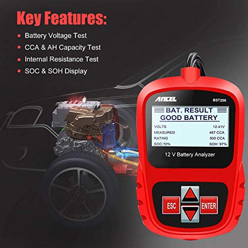 Ancel Ad410 Enhanced Obd Ii Vehicle Code Reader With Ancel Bst200 Car Battery Load Tester 12V 100-1100 Cca Digital Analyzer #TOP7