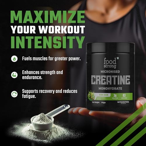 Image of Foodstrong Micronised Creatine Monohydrate Powder | 3g Creatine Per Serving | Kiwi Kick Flavour | Supports Muscle Strength & Performance - 316g (83 Servings)