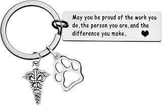 Nimteve Llavero de asistente de enfermera veterinaria, regalo veterinario, llavero de agradecimiento para veterinario mé...