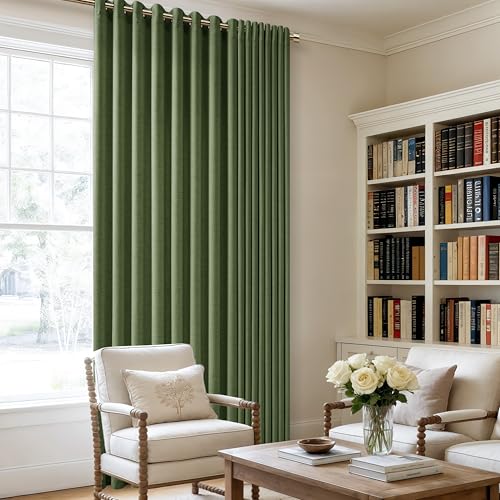Image of Olive Green Extra Wide 100 Inch Curtains 84 Inch Length 1 Panel
