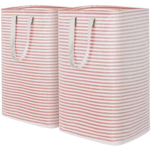 Image of Lifewit 2 Pack Laundry Hamper Large Collapsible Laundry Baskets, Freestanding Waterproof Clothes Hamper with Easy Carry Handles in Laundry Room Bedroom Bathroom College Dorm for Adults, Pink, 2 x 80L