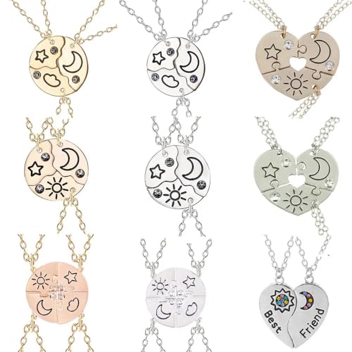 Collier puzzle anti-allergie en argent pour peau sensible lune soleil - 4