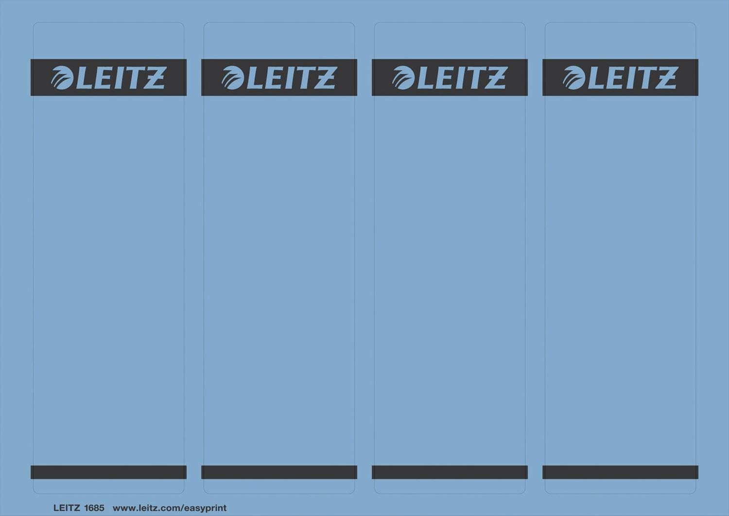 LEITZ® Rückenschild, auf A4-Bogen, selbstklebend, Papier, breit/kurz, 61 x 192 mm, blau (100 Stück), Sie erhalten 1 Packung á 100 Stück